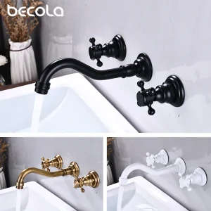 BECOLA Double Handle Three Holes  Bathroom Faucet