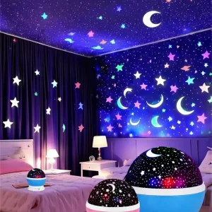 360° Rotating LED Star & Moon Projection Lamp