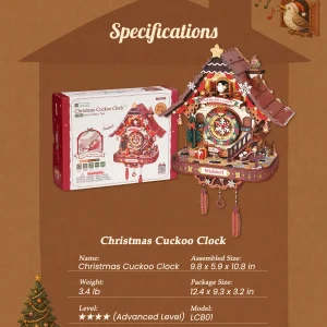 Wooden 3D Puzzle Toys - Christmas Cuckoo Clock - Thumbnail Image 8