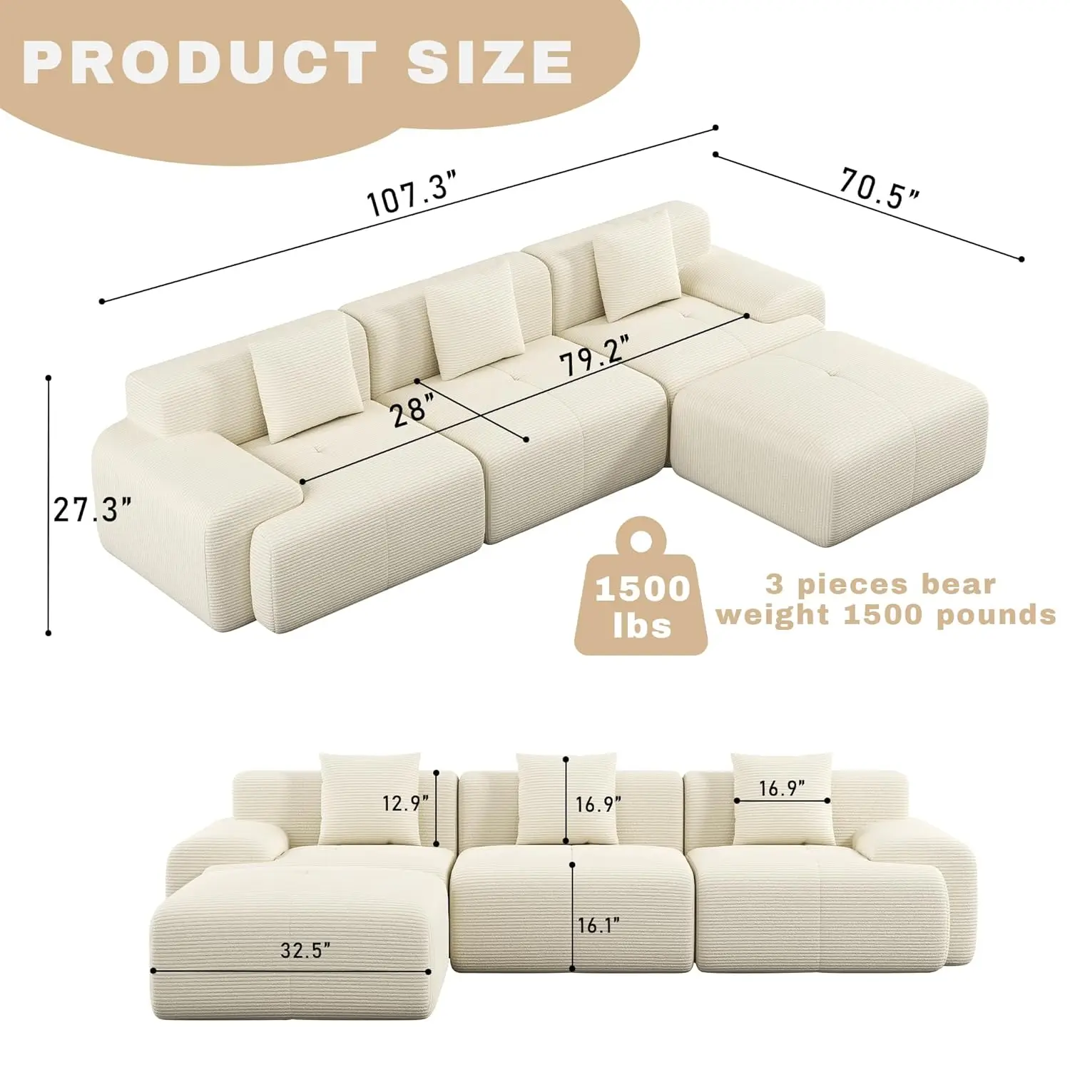 107in Modular Sectional Sofa - Image 2