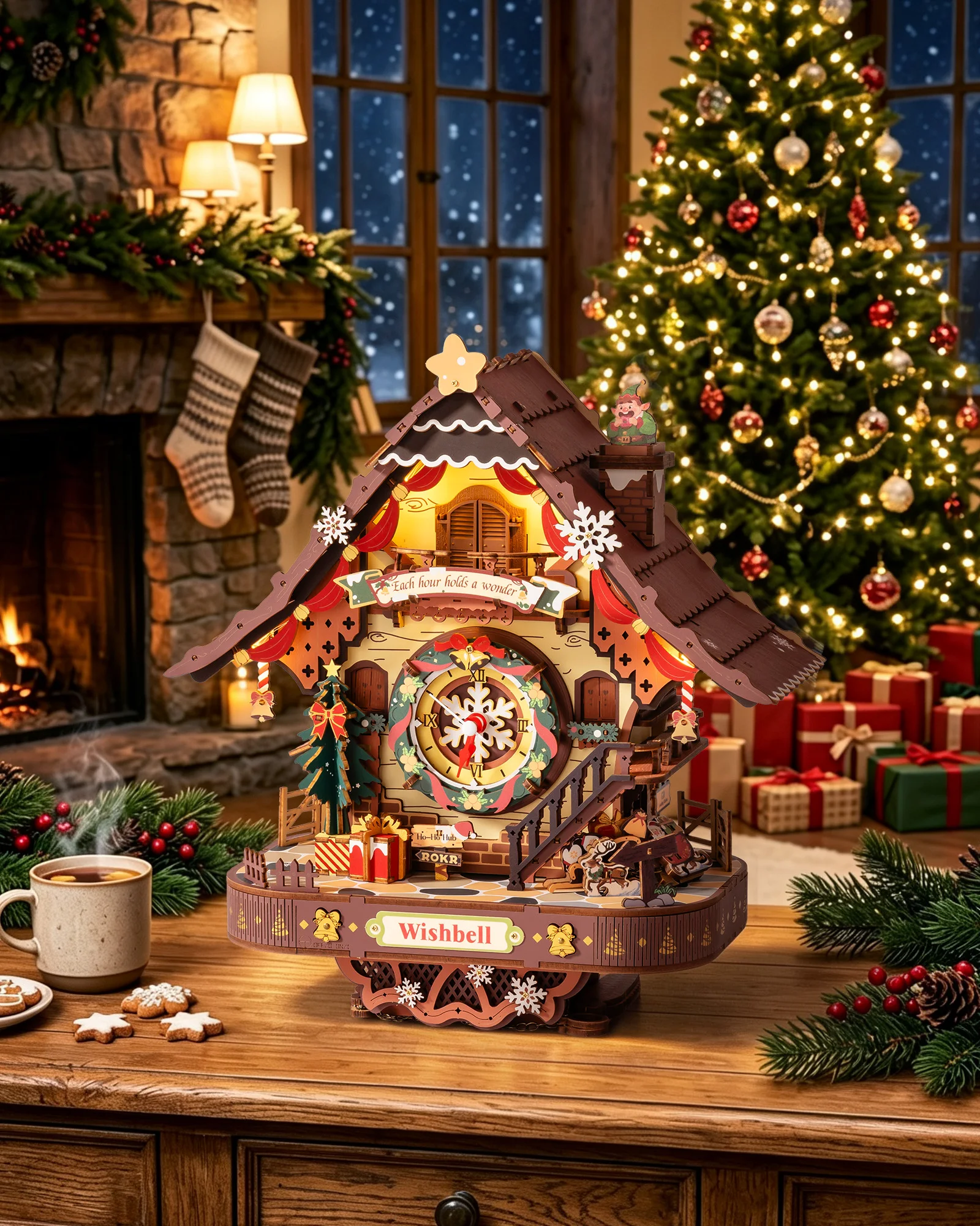 Wooden 3D Puzzle Toys - Christmas Cuckoo Clock - Image 4