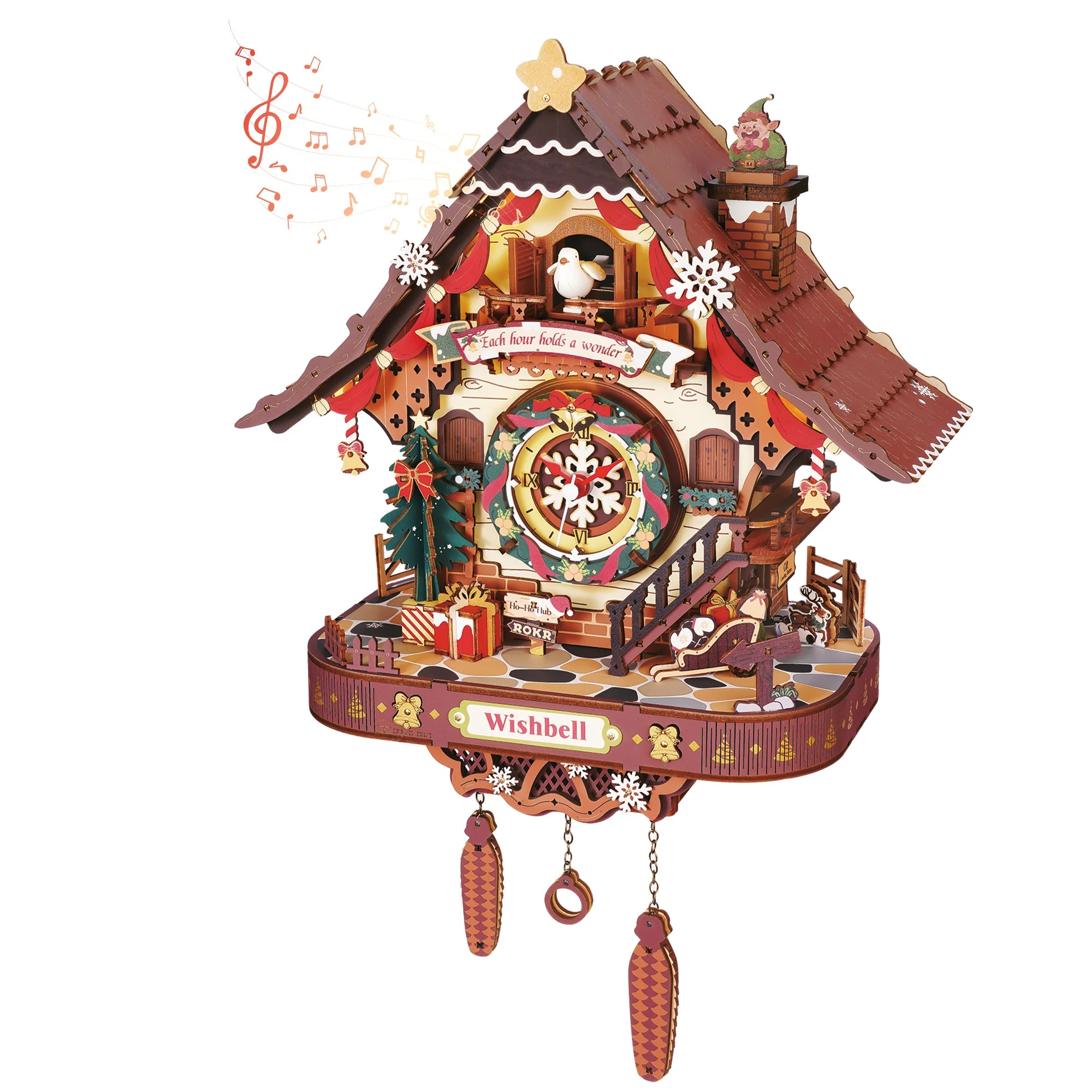 Wooden 3D Puzzle Toys - Christmas Cuckoo Clock - Image 9