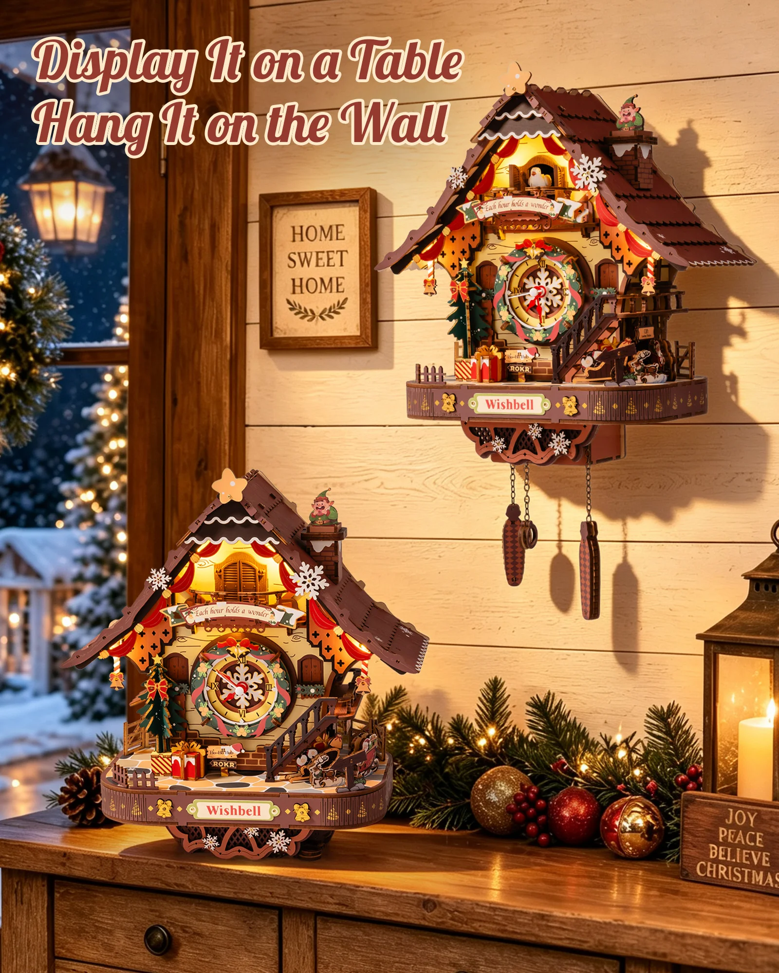 Wooden 3D Puzzle Toys - Christmas Cuckoo Clock - Image 2