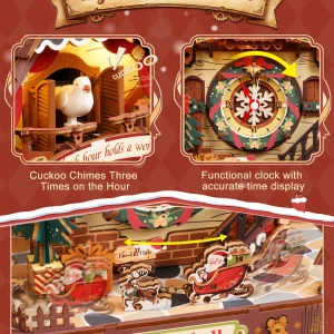 Wooden 3D Puzzle Toys - Christmas Cuckoo Clock - Thumbnail Image 5